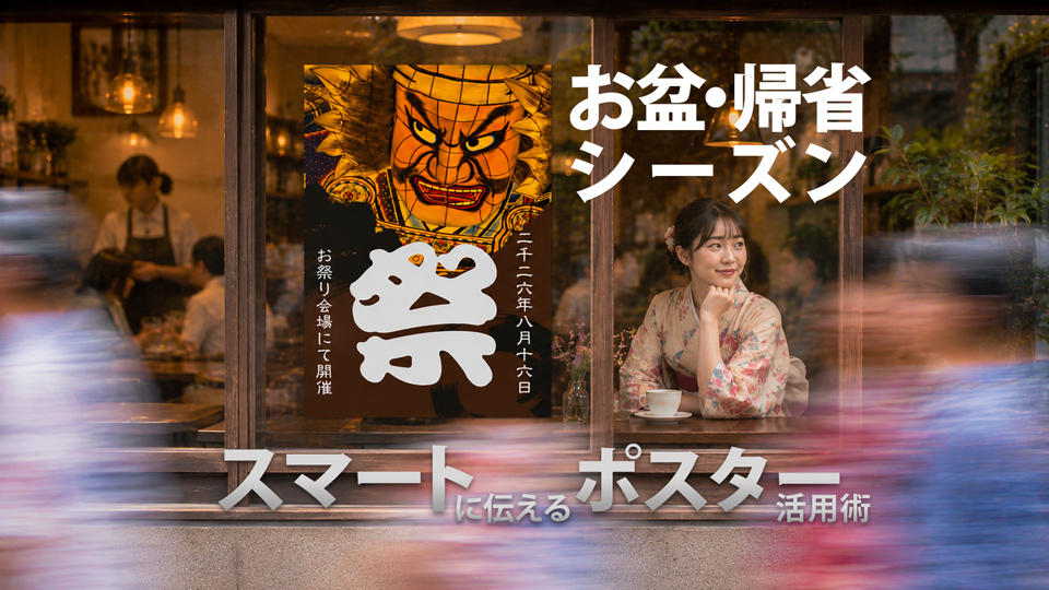 お盆・帰省シーズンのポスター活用イメージ